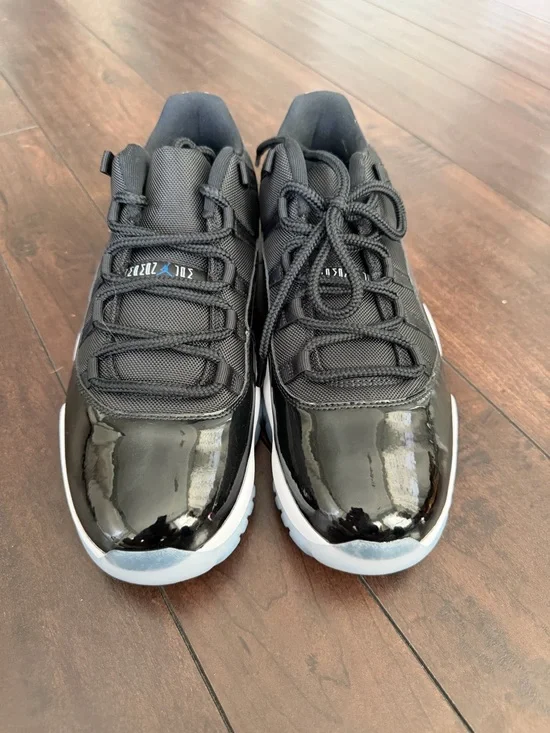 New Air Jordan 11 Retro Men’s Black Patent Low-Top Sneakers - Picture 2 of 4